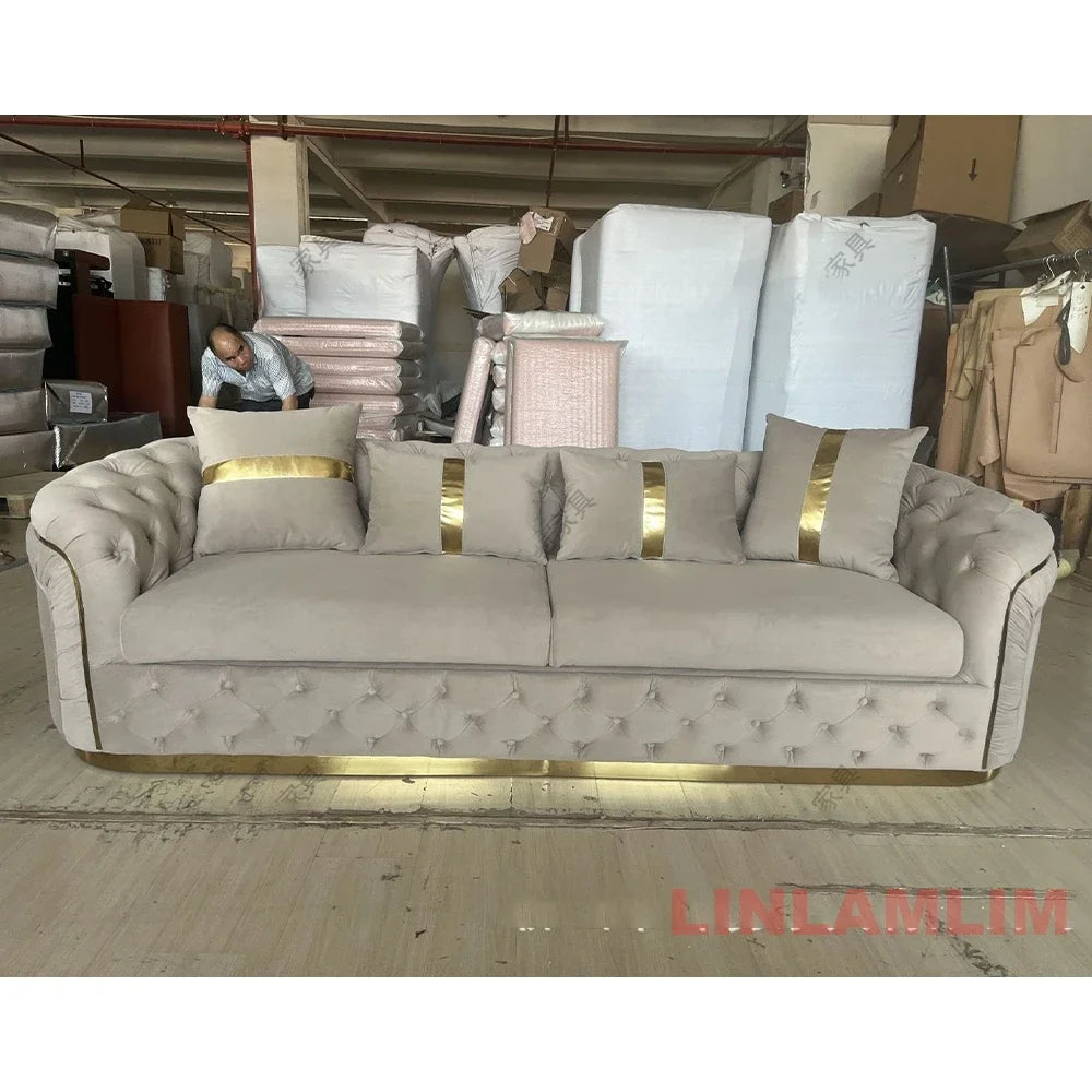 Luxury Chesterfield Sectional Sofa Set