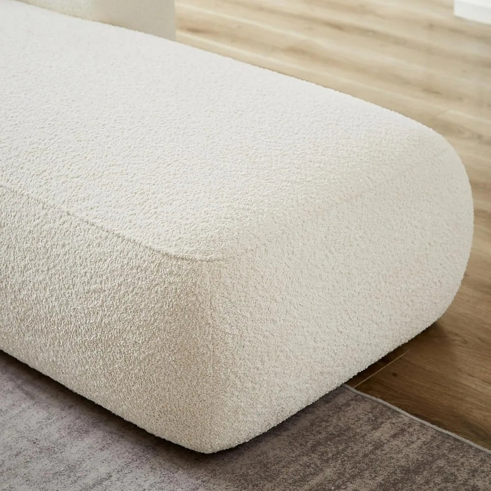 Upholstered Chaise Lounge Boucle Fabric