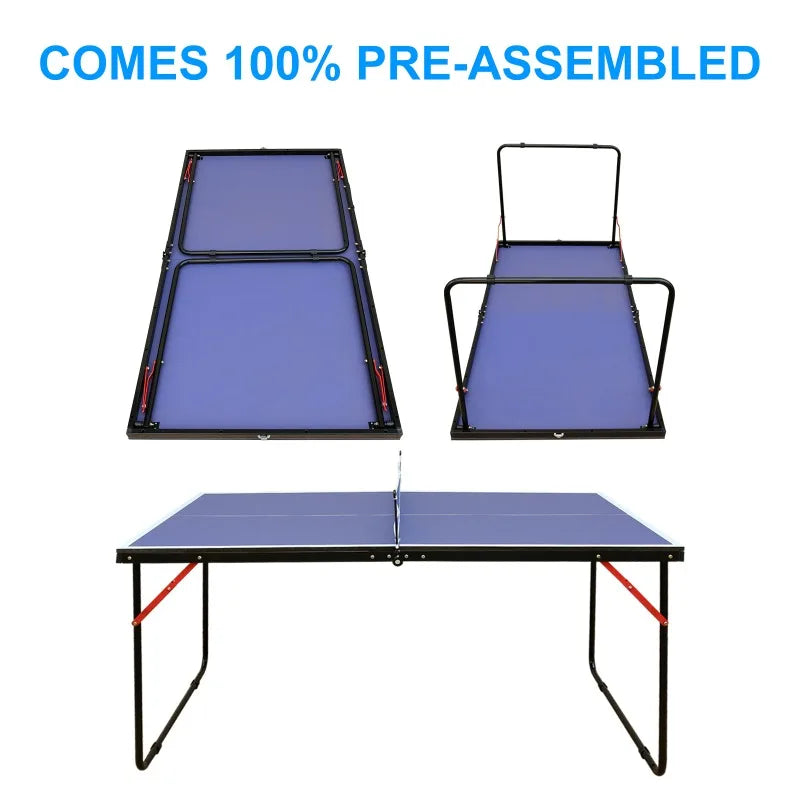 4.5ft Portable Ping Pong Table Set with Net and 2 Ping Pong Paddles
