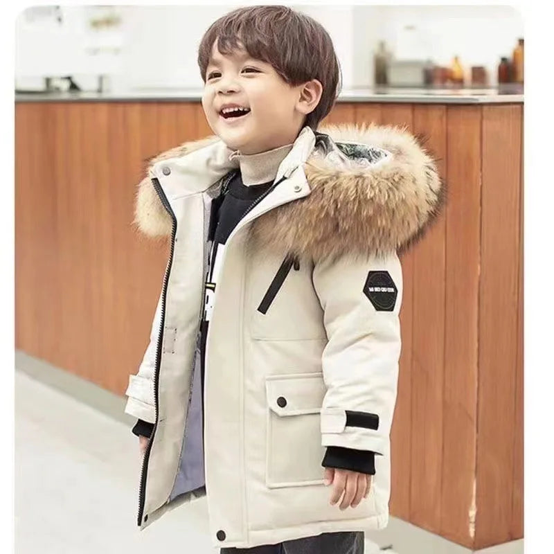 Winter Kids Padded Thick Collar Hooded Outerwear