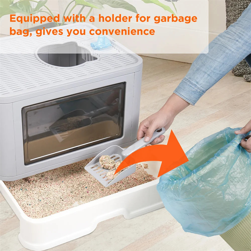 Large Hooded Cat Litter Box Top Entry Anti-Splashing Enclosed