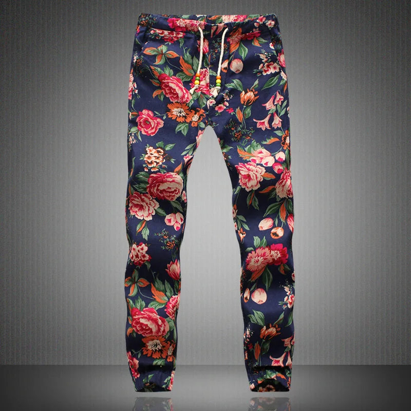 Fashion Spring Men Floral Print Joggers