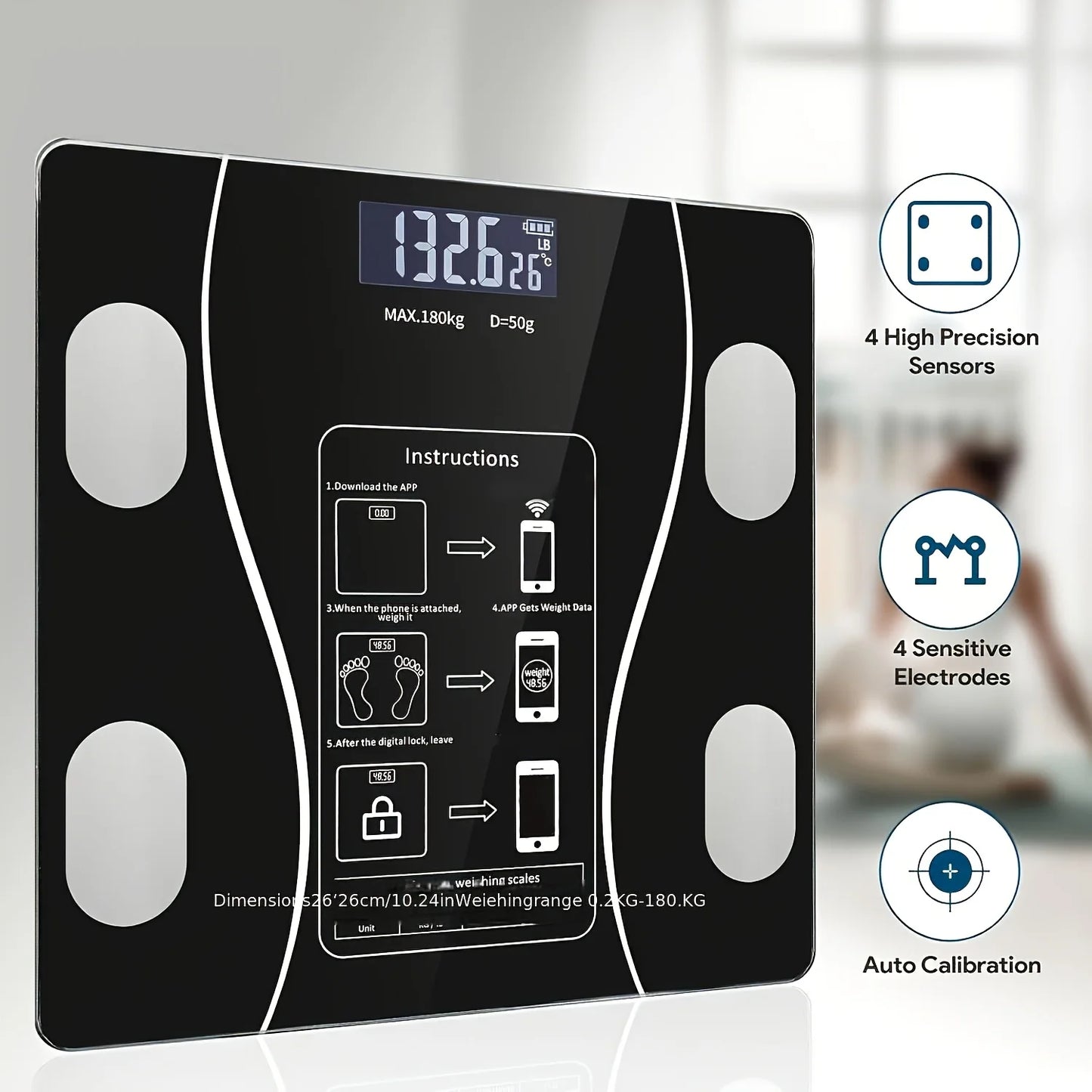 Intelligent Digital Body Scale with Backlit LED Display
