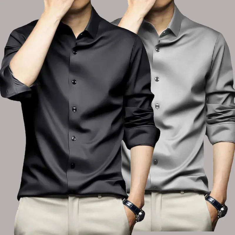 S-5XL Men's Shirt Long Sleeve Wrinkle Resistant