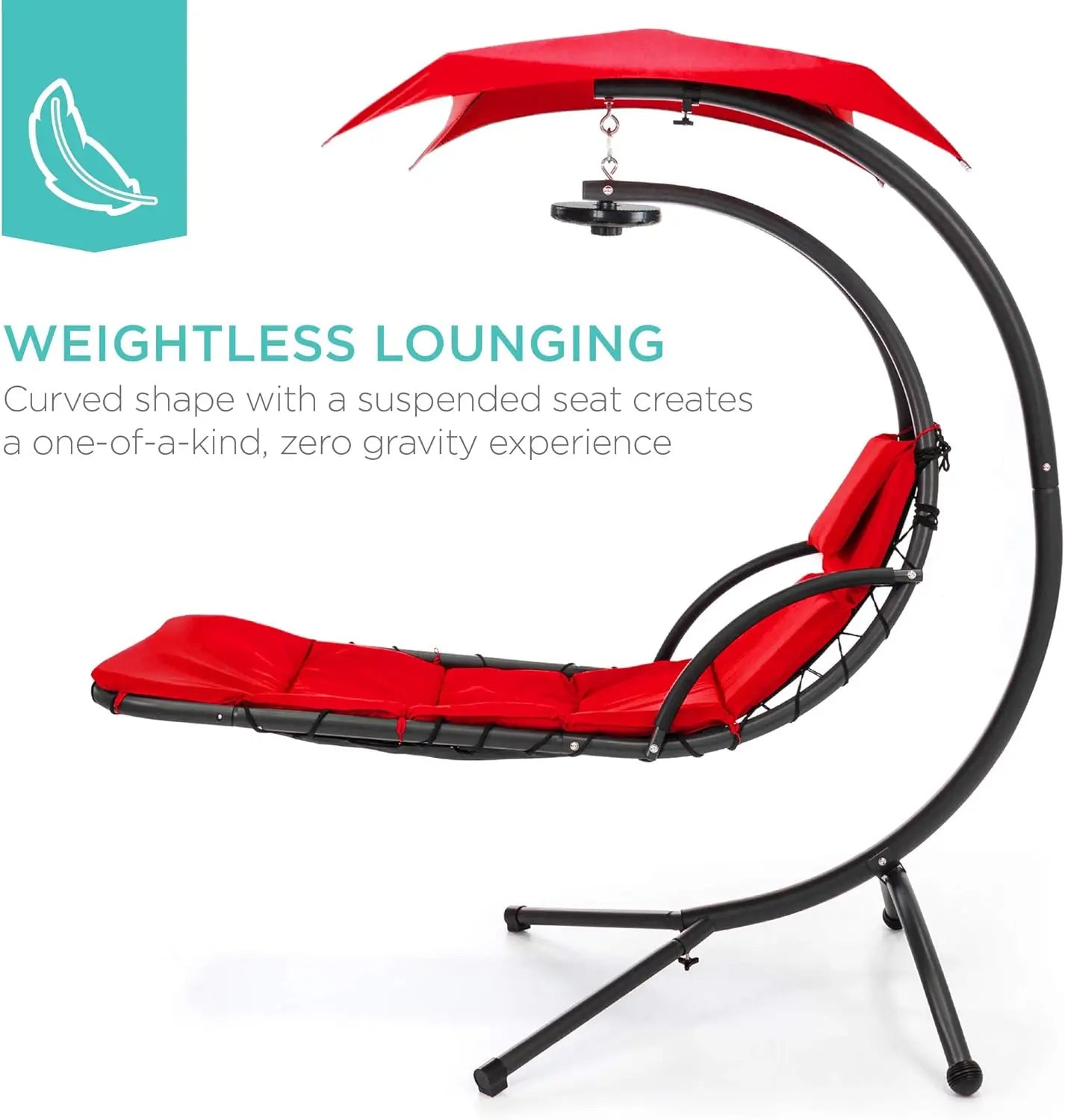 Hanging LED-Lit Curved Chaise Lounge Chair Swing