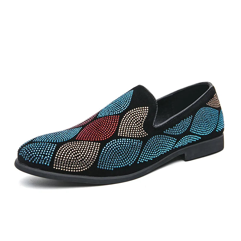 Mens Fashion Rhinestones Party Loafers