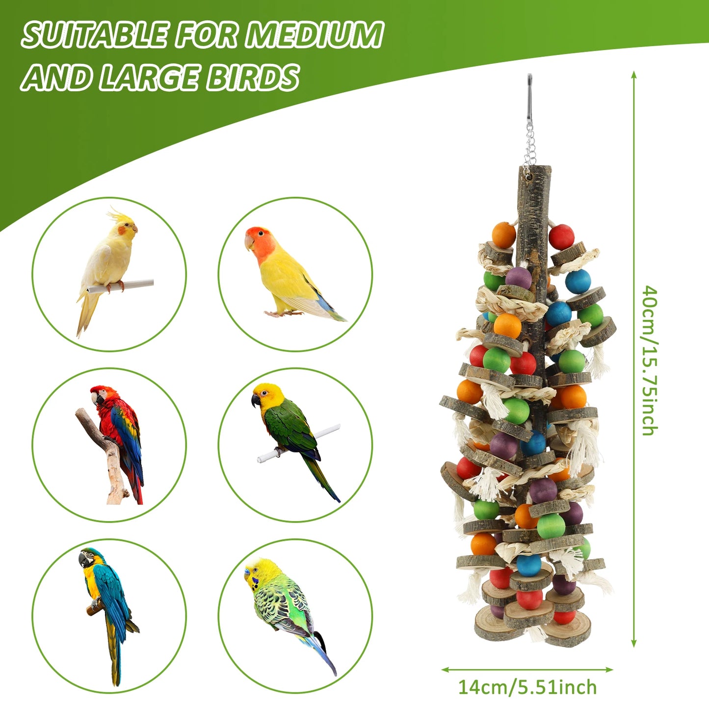 Wooden Parrot Chewing Blocks Tearing Toys