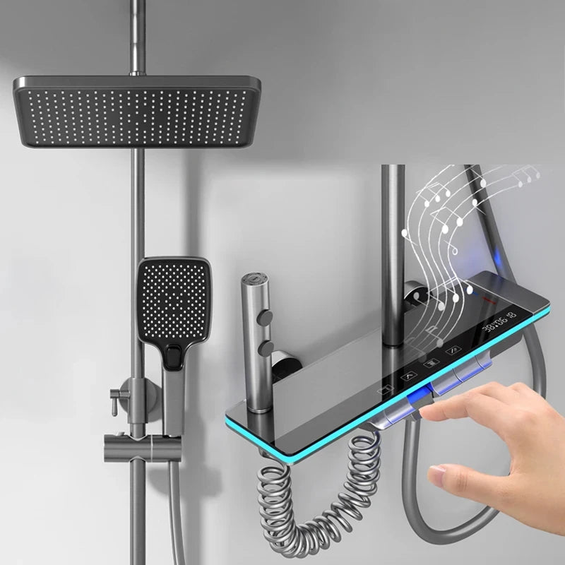 LED Digital Ambient Light Bathtub Wall Mounted Shower System