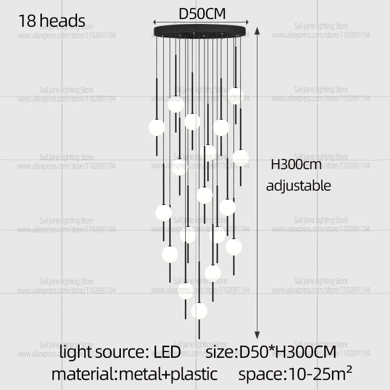 Modern LED Hanging Staircase Chandelier