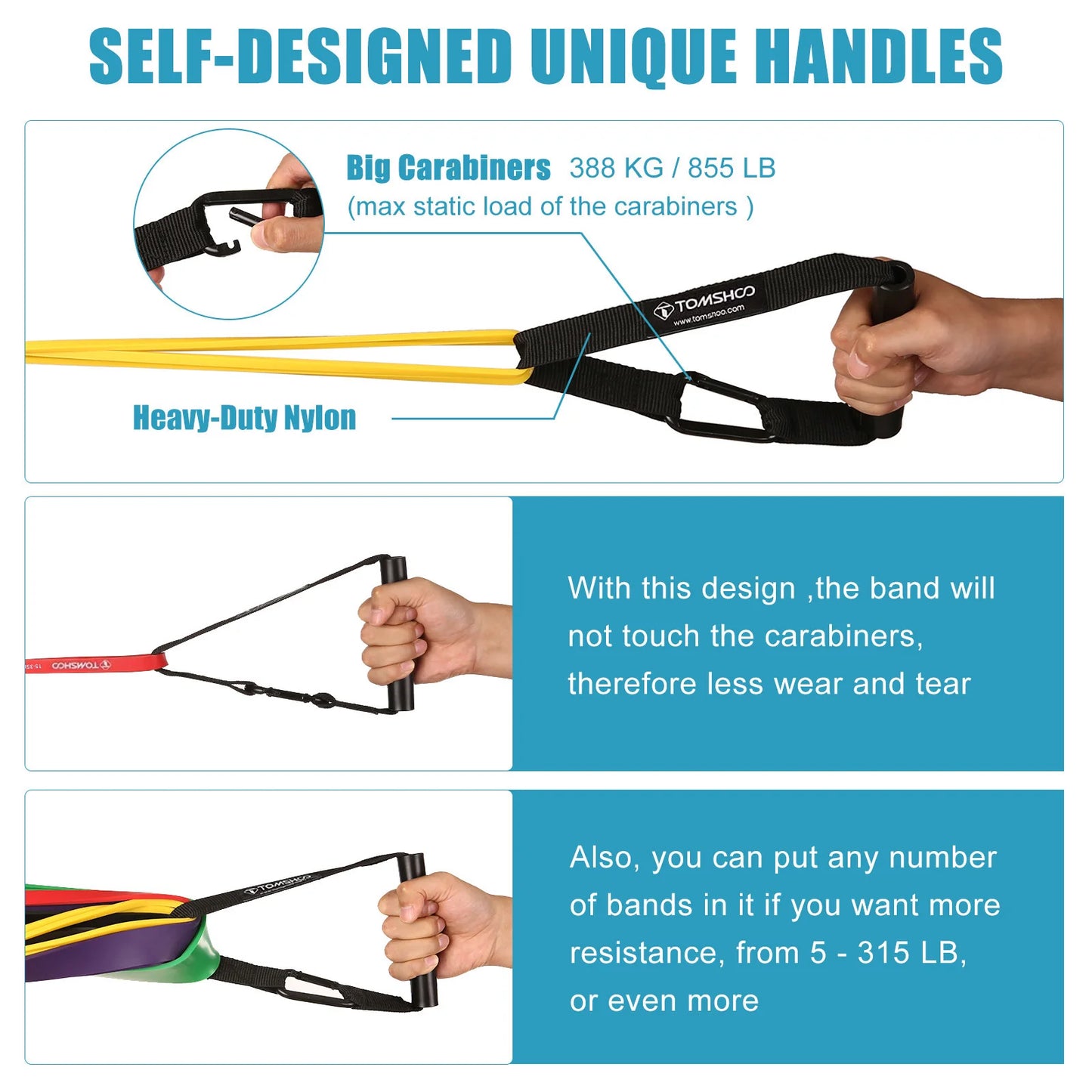 5 Packs Pull Up Assist Bands with Door Anchor and Handles
