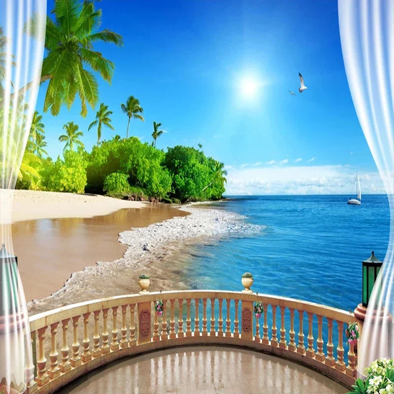 3D Wallpaper Sea View Large Mural Beach Landscape