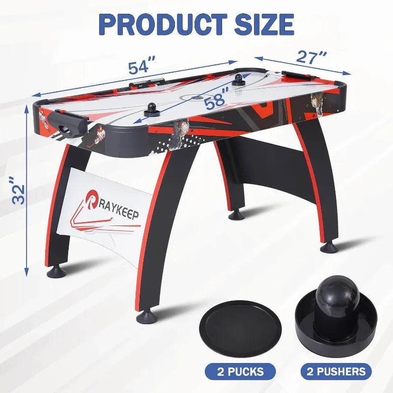 Air Hockey Table w/2 Pucks, 2 Pushers, LED Scoreboard, Powerful 12V Motor