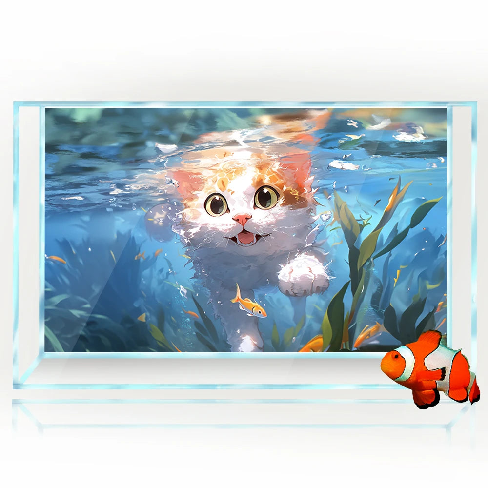 Aquarium Background Sticker - Anime Cat