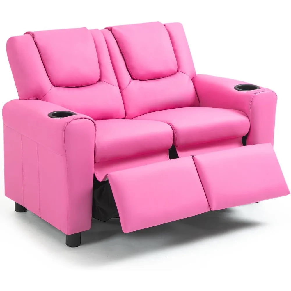 Double Recliner Toddler Loveseat W/Adjustable Footrest & Headrest