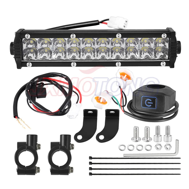 Motorcycle LED Light Bar Headlight Kit with Mounting Brackets