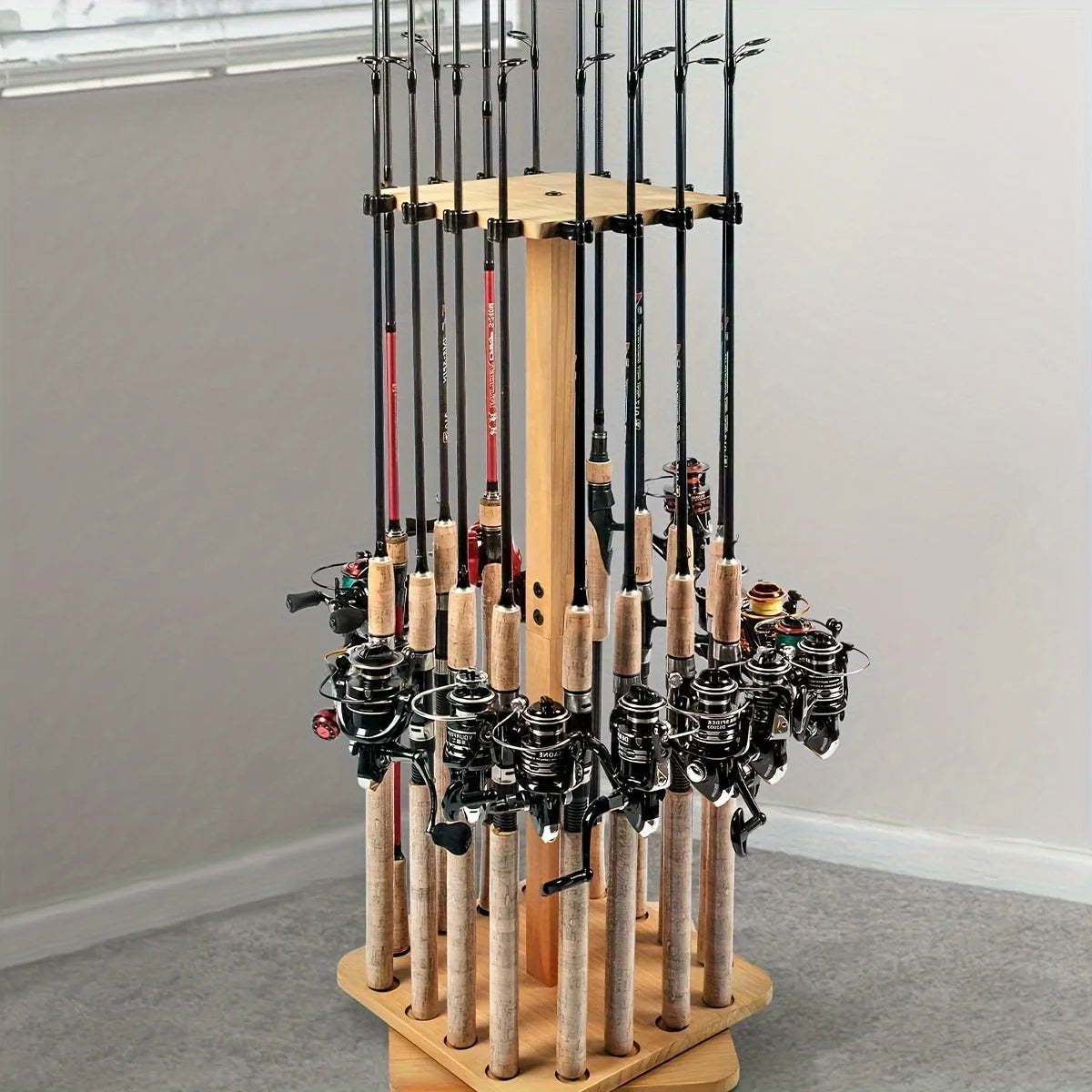 360 Degree Rotating Fishing Pole Rack up to 16 Rods