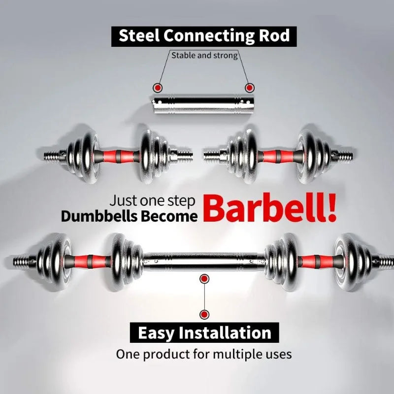 Adjustable Cast Iron Barbell Set with Carrying Case