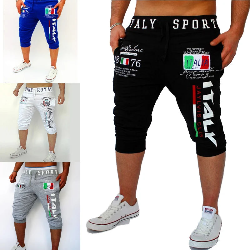 Men's Athletic Capri Drawstring Print Sweatpants
