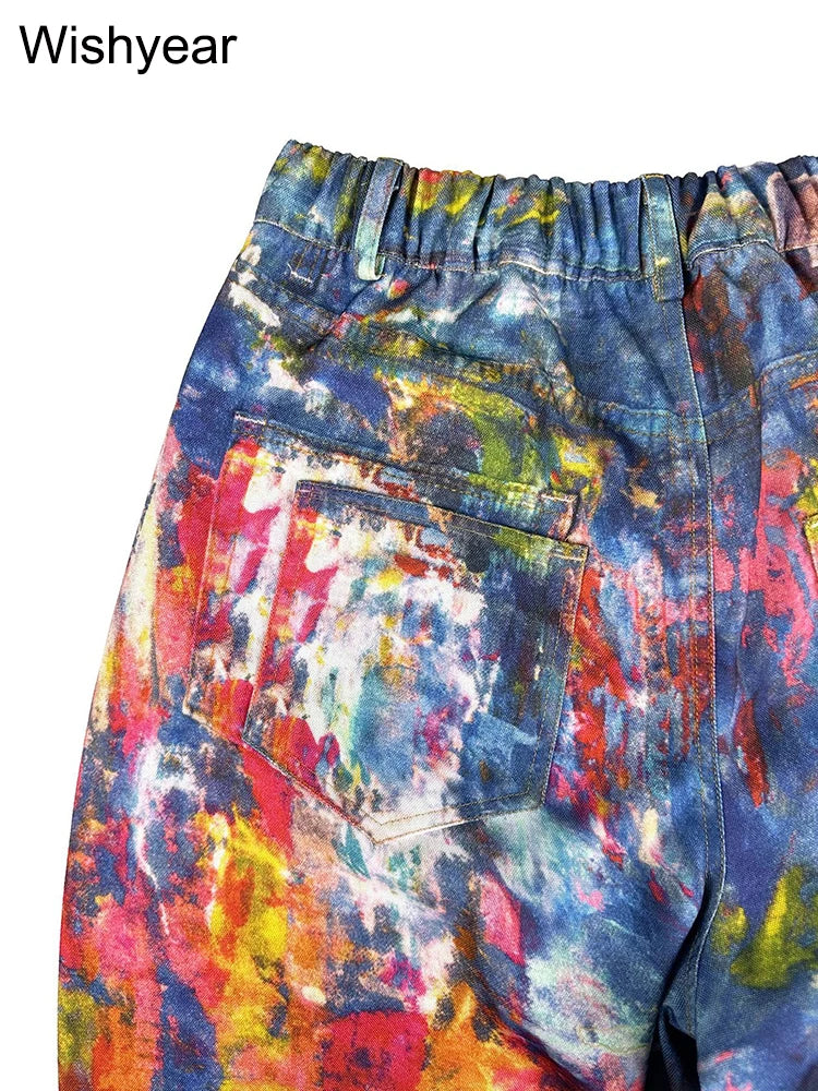 Fashion Tie-Dye Print Wide Leg Pants