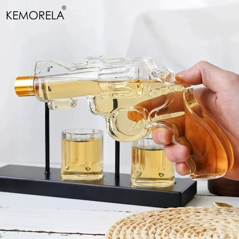 Revolver Glass Decanter Whiskey Set