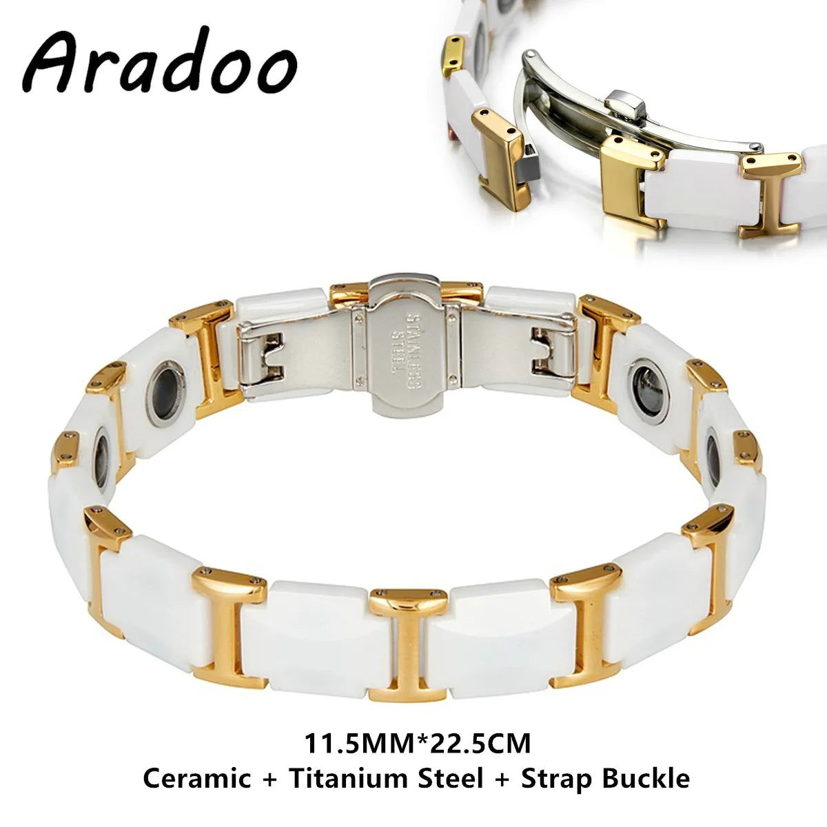 Ceramic Titanium Hematite Magnetic Therapy Bracelet