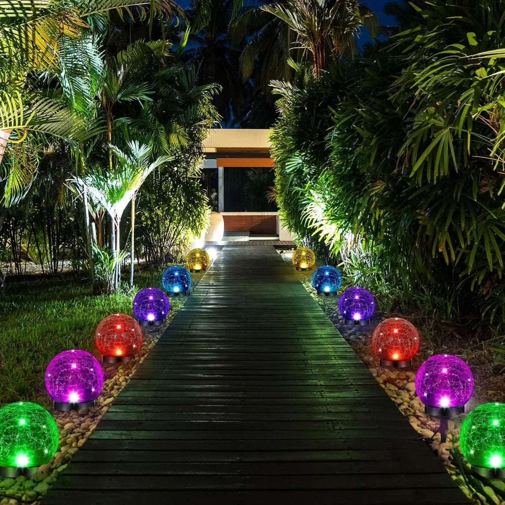 6 Pcs Extra Large Solar Globe Lights Outdoor Multi-Color