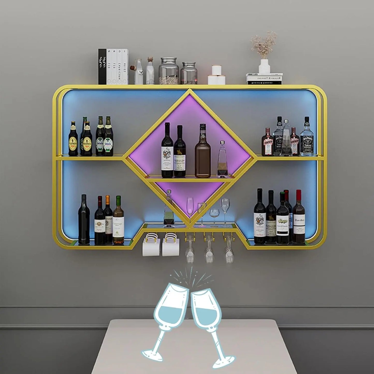 Wall-Mounted Bar Bottle Display Shelf