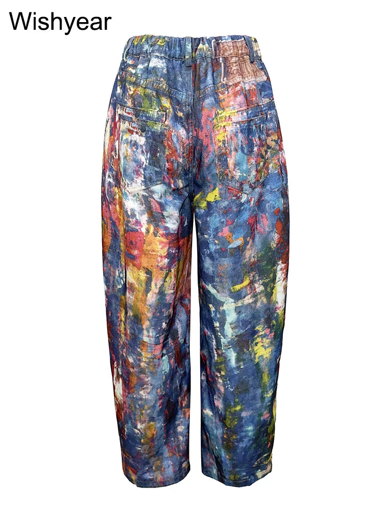 Fashion Tie-Dye Print Wide Leg Pants
