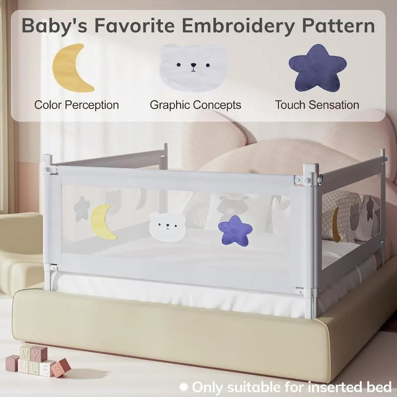 Bed Rail for Toddlers - (3 Pack) Toddler Bed Rails with Double Child Lock