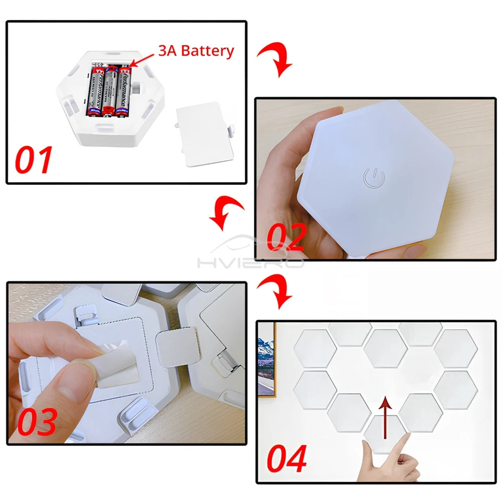 Quantum Hexagon LED RGB Touch Sensor Honeycomb Lights