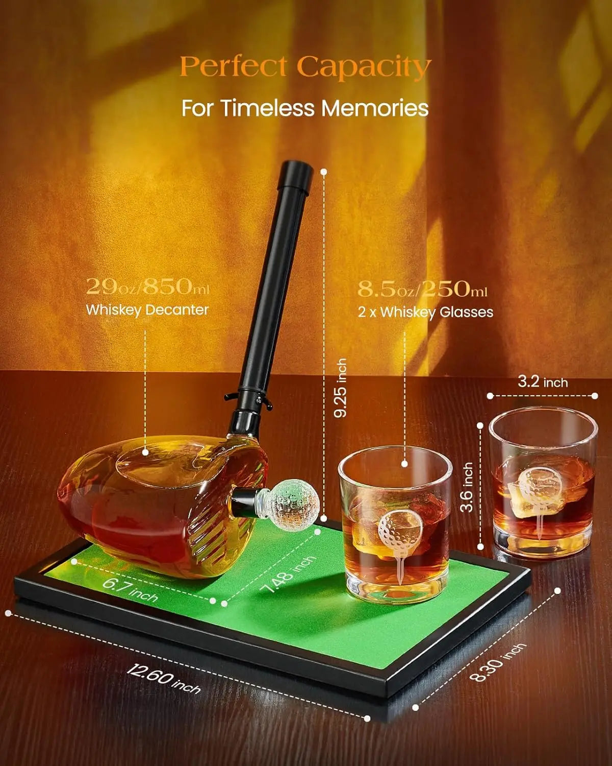 Golf Club Whiskey Decanter with Shot Glasses