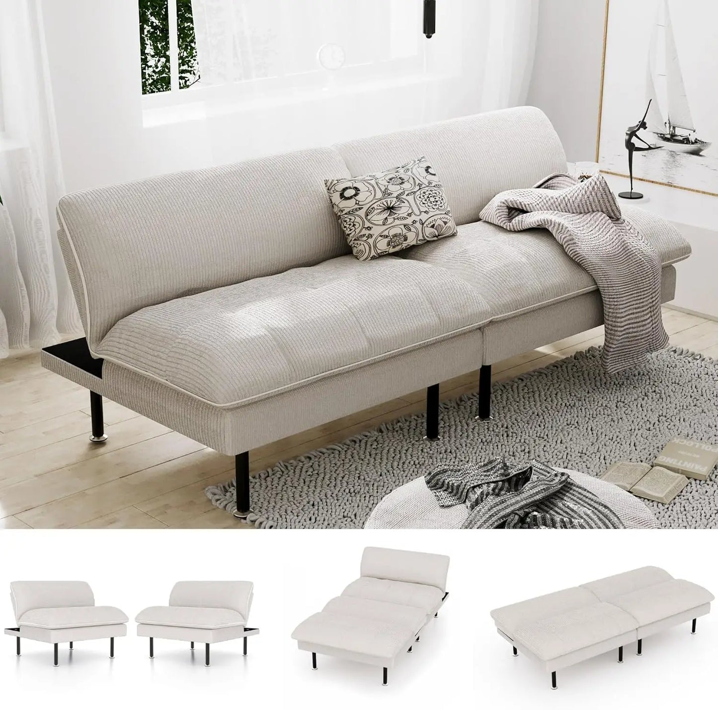 70" 4 in 1 Multi-Function Couch Sleeper with Adjustable Backrest