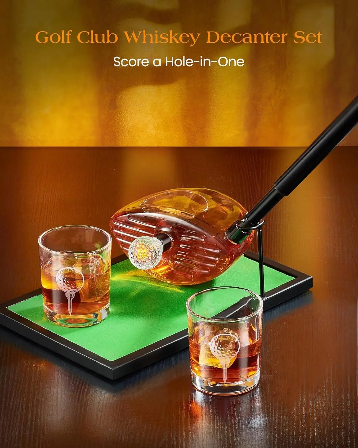 Golf Club Whiskey Decanter with Shot Glasses