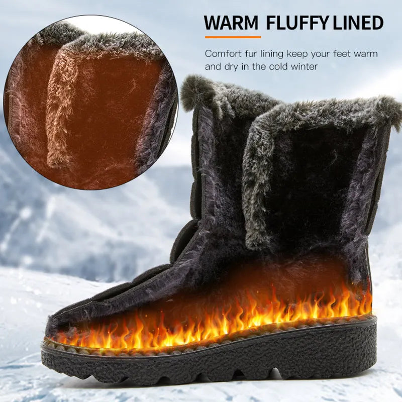 Winter Waterproof Snow Boots with Fur
