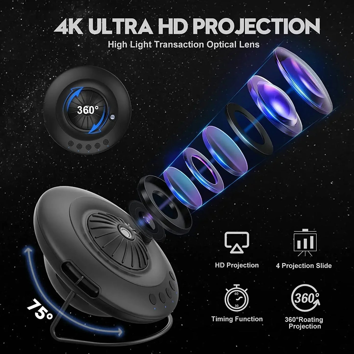 NEW UFO LED Star Projector Night Light 8 in 1 for Kids