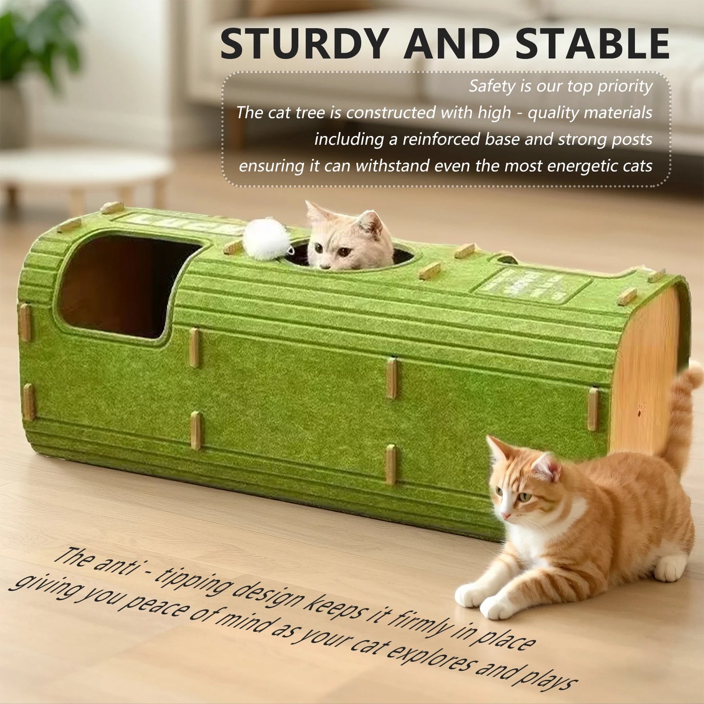 Three-Story Felt Cat Tree, with Scratching Boards