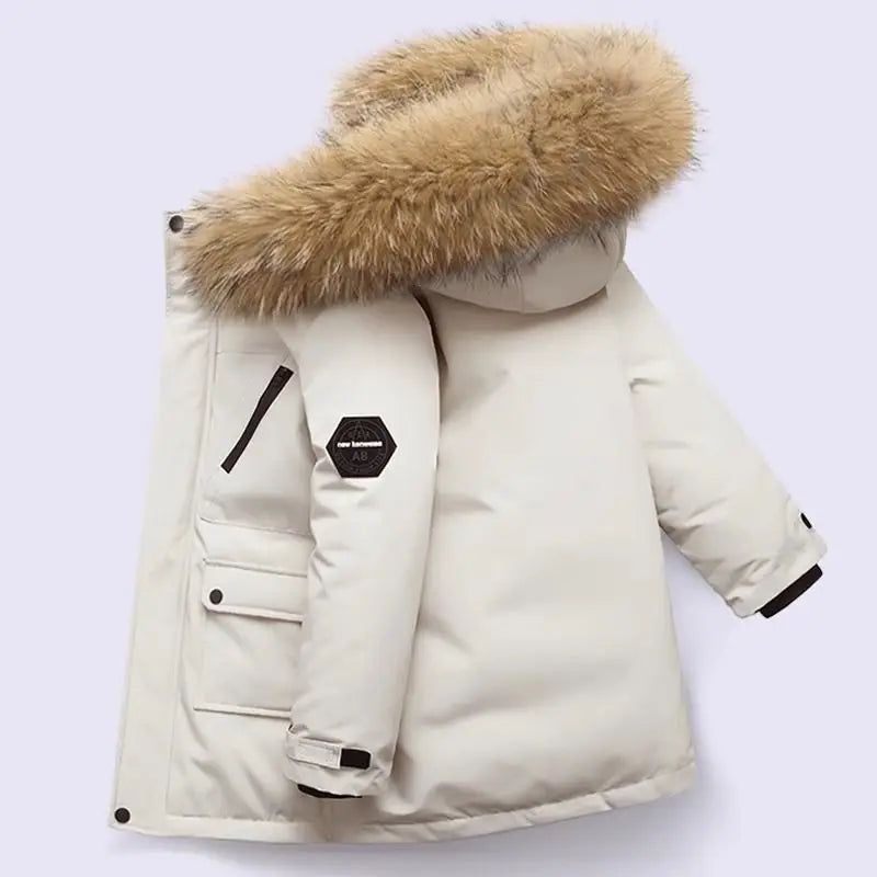 Winter Kids Padded Thick Collar Hooded Outerwear