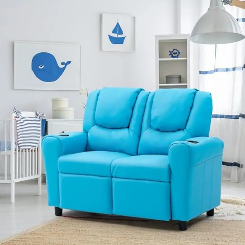 Double Recliner Toddler Loveseat W/Adjustable Footrest & Headrest