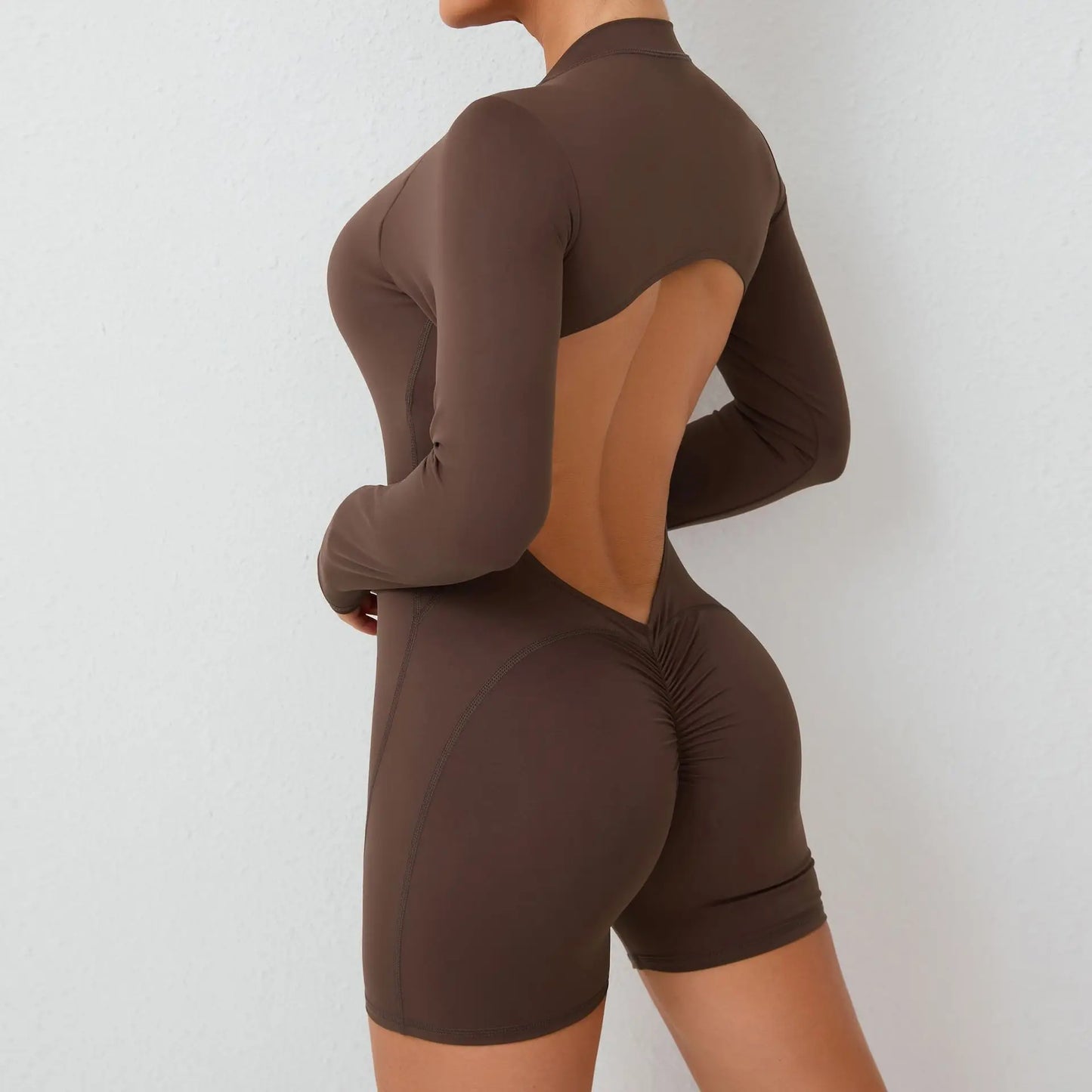 V Back Scrunch One-Piece Workout Romper