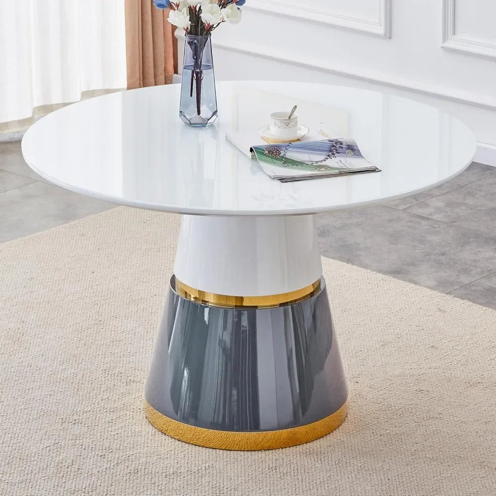 45" Round White Marble Dining Room Table