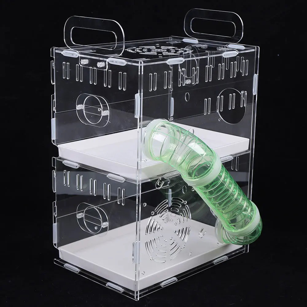 Acrylic 2 Tier Hamster Cage Habitat Clear