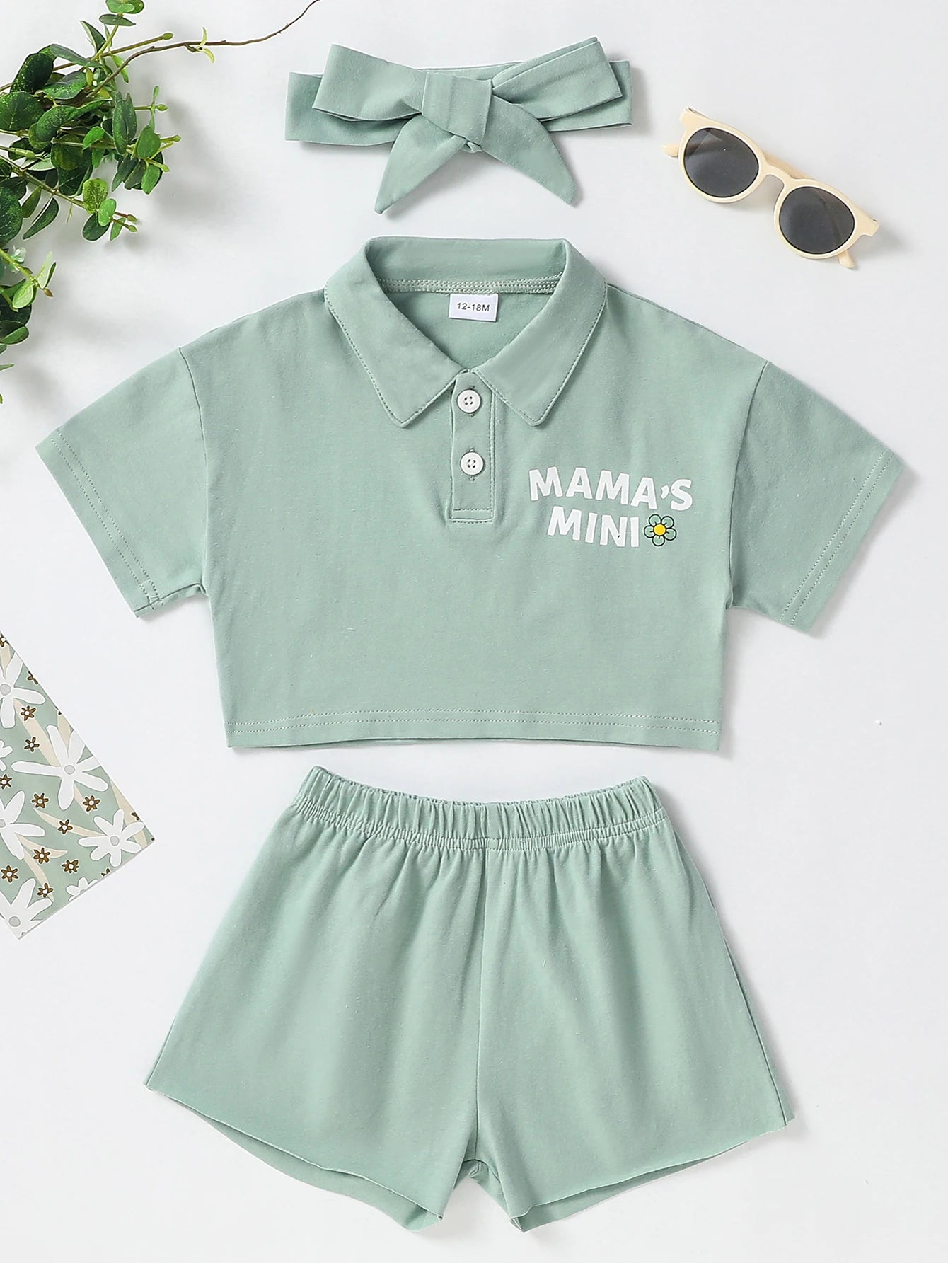 Toddler Girls Outfits Shirt+Shorts+Headband 3pc