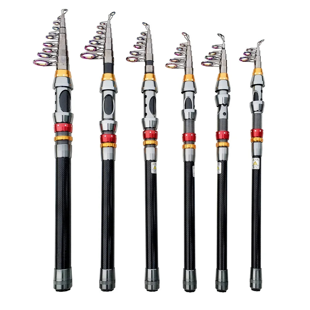 1.8-3.6m Carbon Fiber Telescopic Fishing Pole Spinning Reel Kit Max Resistance 3-8kg Pesca