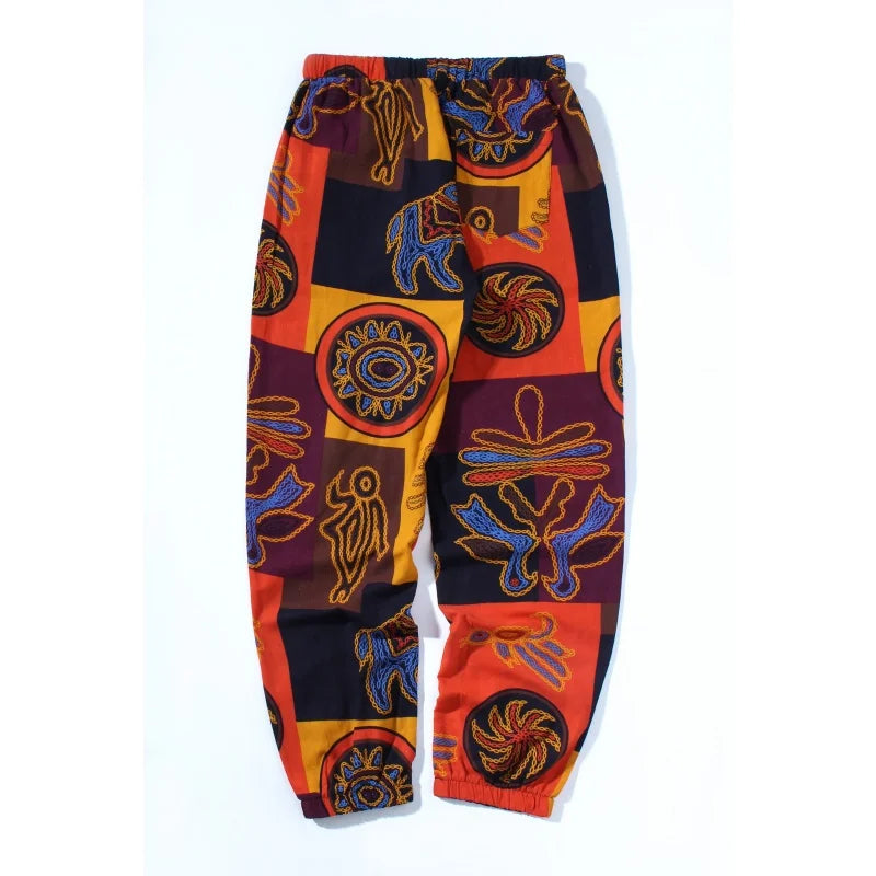 Fashion Spring Men Floral Print Joggers