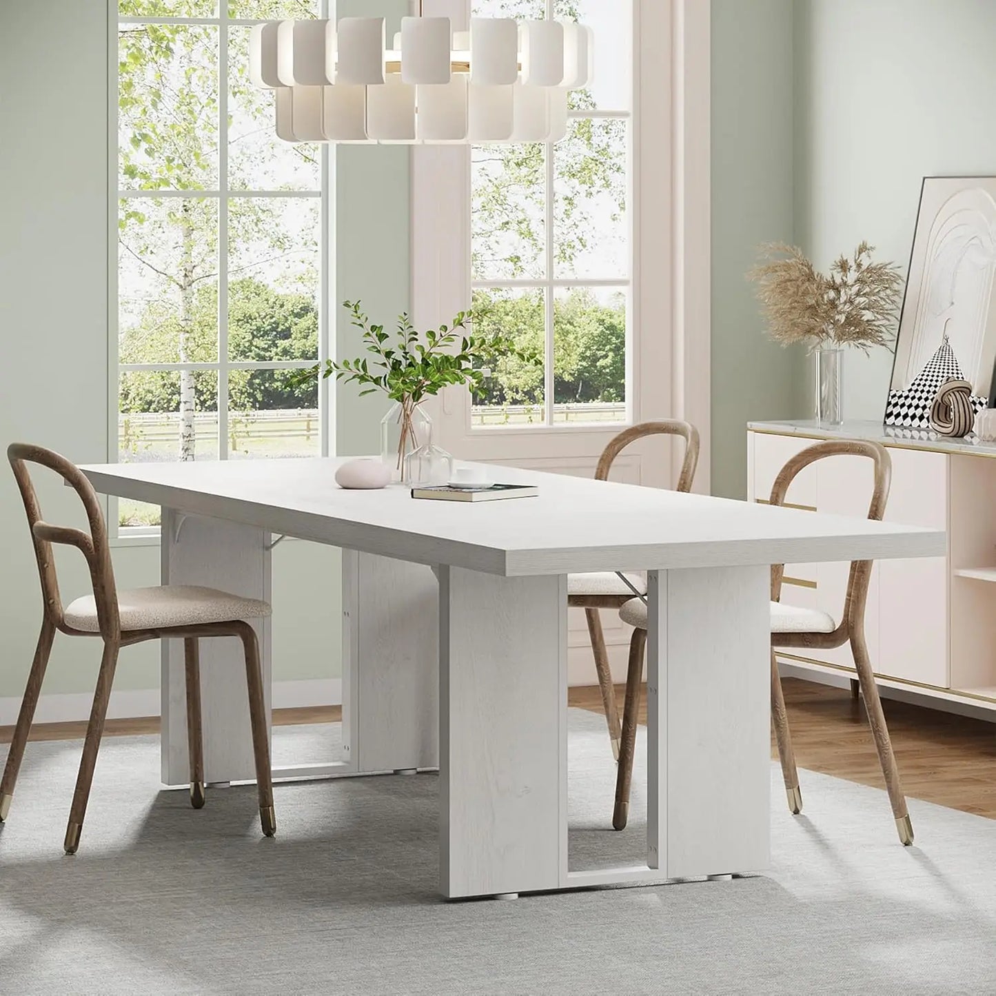 Dining Table Set for 6 to 8 People Rustic Farmhouse