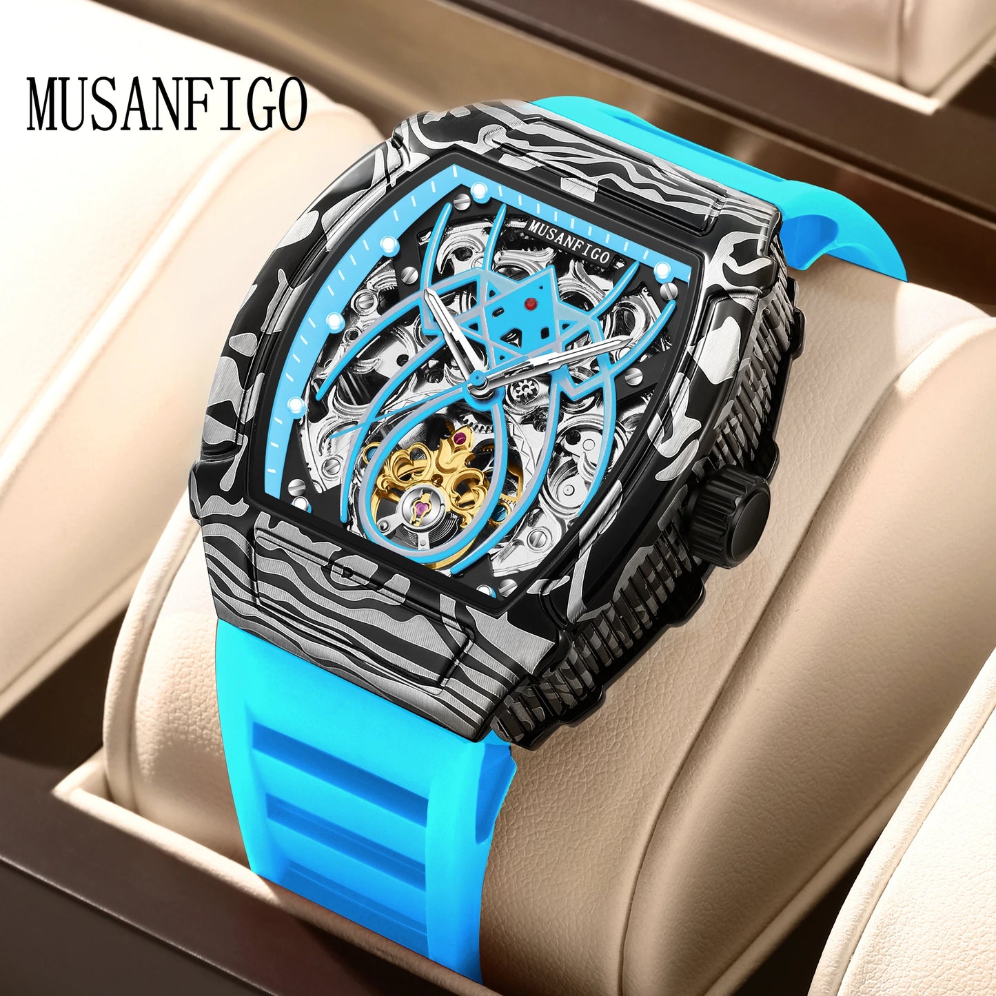 Spider Luminous Silicone Strap Automatic Watch