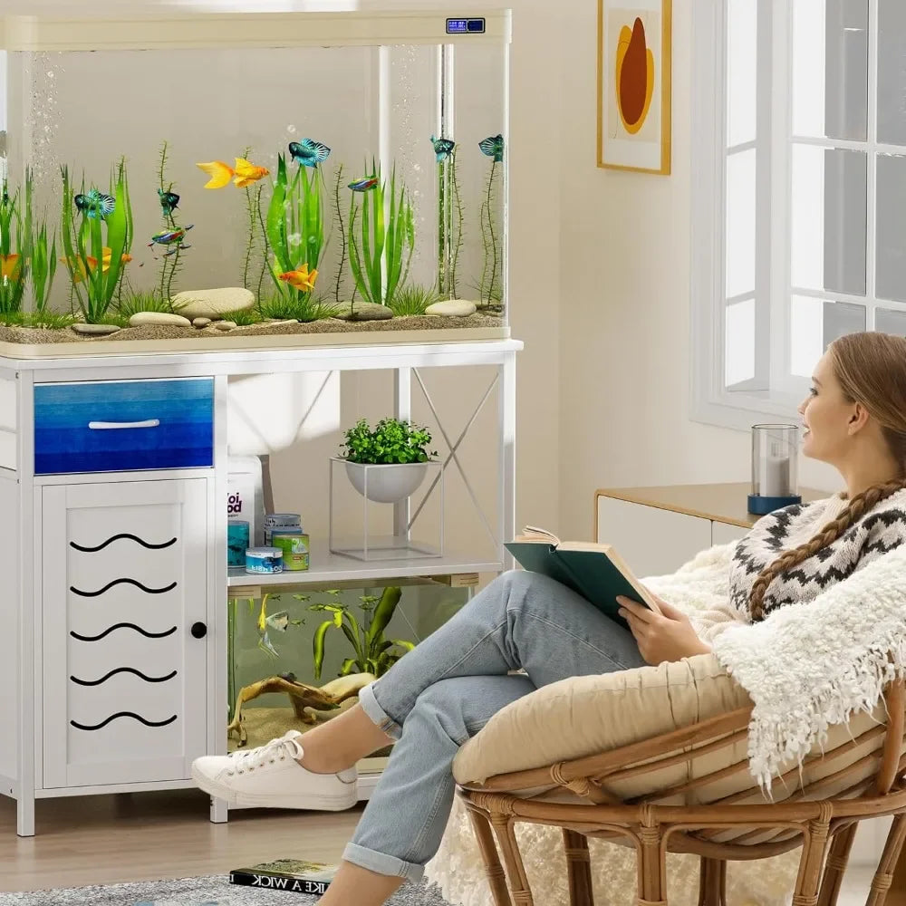40 Gallon Fish Tank Aquarium Stand with Cabinets Drawers