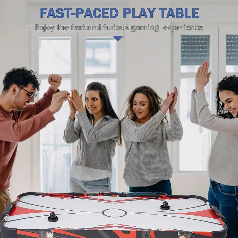 Air Hockey Table w/2 Pucks, 2 Pushers, LED Scoreboard, Powerful 12V Motor