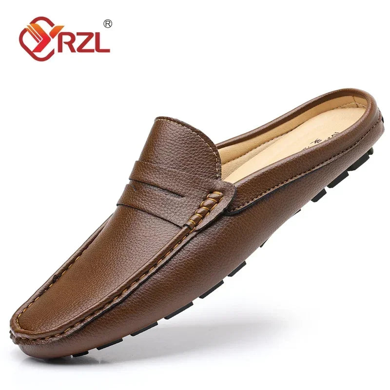 White Loafers Mens Handmade Summer Slip on Half Shoes