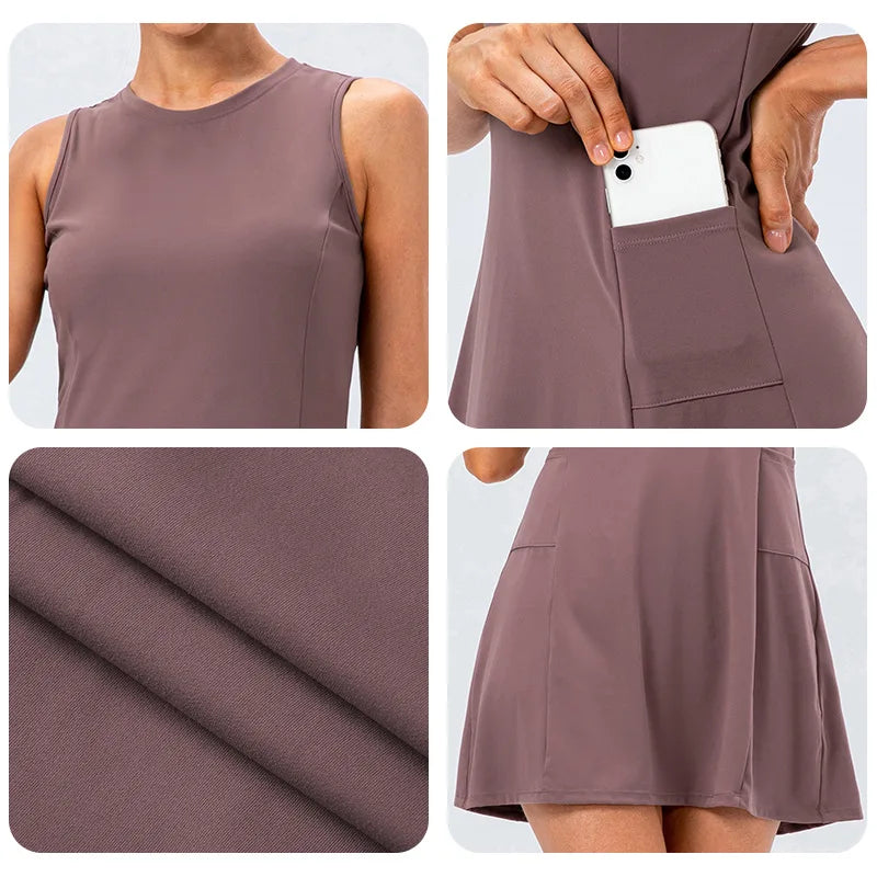 Tennis Dress Women With Separate Shorts Sleeveless
